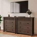 Comò e comodino scanalati a 3 cassetti, cassettiera in legno con contenitore per camera da letto, soggiorno, corridoio o ingresso