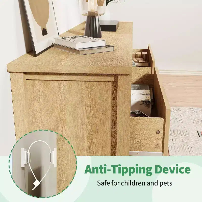 Comò e comodino scanalati a 3 cassetti, cassettiera in legno con contenitore per camera da letto, soggiorno, corridoio o ingresso