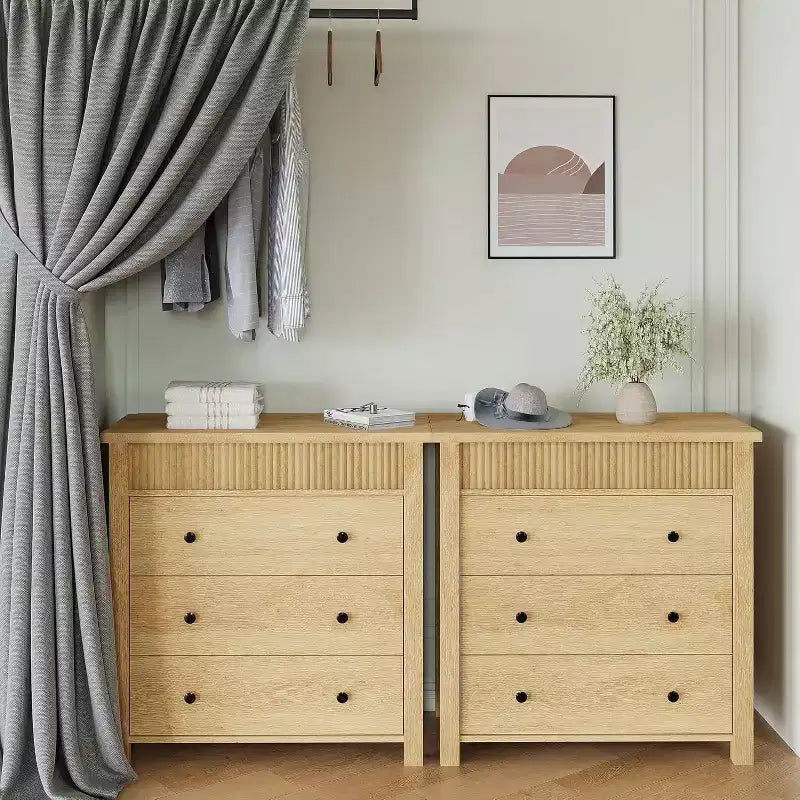 Comò e comodino scanalati a 3 cassetti, cassettiera in legno con contenitore per camera da letto, soggiorno, corridoio o ingresso