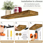 Sorbus Confezione da 2 Mensole Fluttuanti Rettangolari da 40 cm – per l'Arredamento della Casa per Esporre Trofei, Libri, Cornici e Altro Ancora