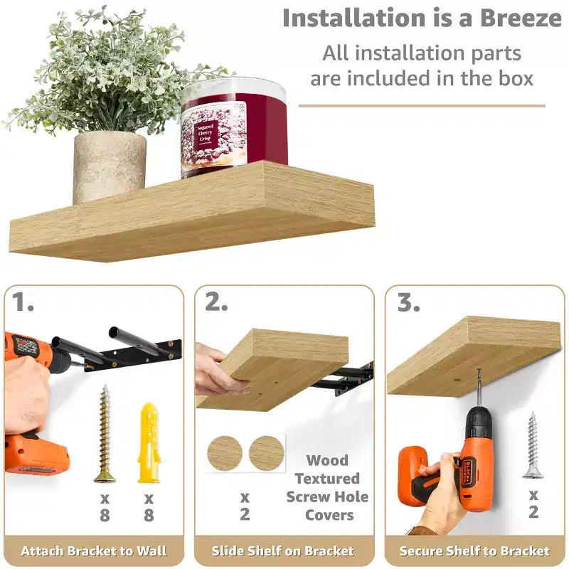 Sorbus Confezione da 2 Mensole Fluttuanti Rettangolari da 40 cm – per l'Arredamento della Casa per Esporre Trofei, Libri, Cornici e Altro Ancora