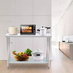 Tavolo in acciaio inox 48x24, tavolo da lavoro commerciale in metallo resistente con ripiani e pannello posteriore per cucine di ristoranti, casa, hotel, preparazione alimentare