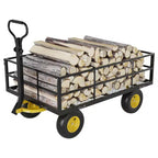 Cart - Heavy-Duty Folding Patio Cart with 10 Multi-Terrain Tires | 500-lb Capacity, 4 Removable Mesh Sides, 180 Swivel Handle for Kitchen, Patio
