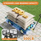 Carrello - Carrello da Esterno Pieghevole Heavy-Duty con Pneumatici Multi-Terreno da 10 pollici | Capacità 500 libbre, 4 Sponde Laterali Rimovibili in Rete, Maniglia Girevole a 180 gradi per Cucina, Patio