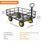 Carrello - Carrello da Esterno Pieghevole Heavy-Duty con Pneumatici Multi-Terreno da 10 pollici | Capacità 500 libbre, 4 Sponde Laterali Rimovibili in Rete, Maniglia Girevole a 180 gradi per Cucina, Patio
