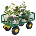 Carrello - Carrello da Esterno Pieghevole Heavy-Duty con Pneumatici Multi-Terreno da 10 pollici | Capacità 500 libbre, 4 Sponde Laterali Rimovibili in Rete, Maniglia Girevole a 180 gradi per Cucina, Patio