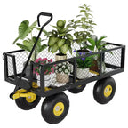 Carrello - Carrello da Esterno Pieghevole Heavy-Duty con Pneumatici Multi-Terreno da 10 pollici | Capacità 500 libbre, 4 Sponde Laterali Rimovibili in Rete, Maniglia Girevole a 180 gradi per Cucina, Patio