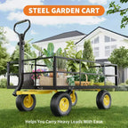 Carrello - Carrello da Esterno Pieghevole Heavy-Duty con Pneumatici Multi-Terreno da 10 pollici | Capacità 500 libbre, 4 Sponde Laterali Rimovibili in Rete, Maniglia Girevole a 180 gradi per Cucina, Patio