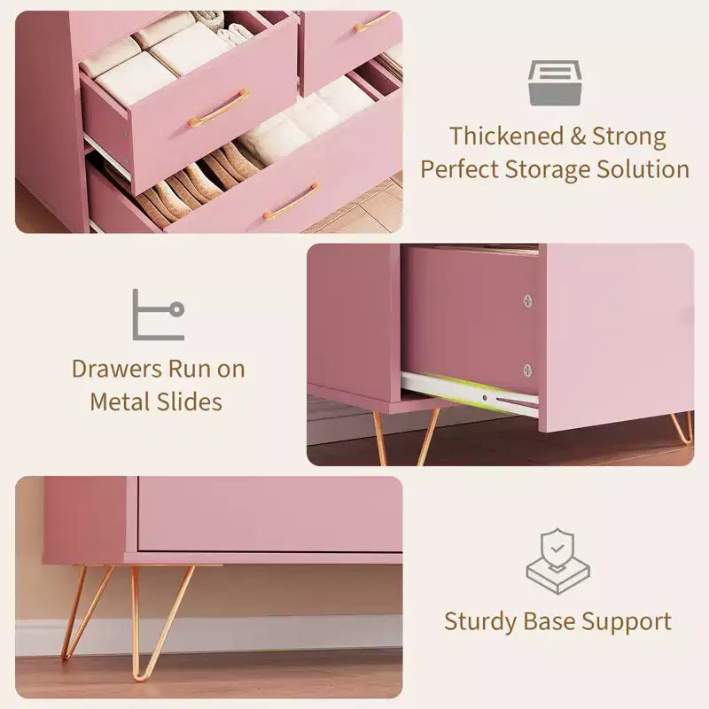 COZONY Cassettiera in legno a 5 cassetti con mensola espositiva, mobile contenitore moderno per camera da letto, soggiorno, ingresso