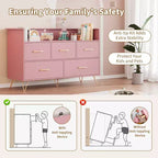 COZONY Cassettiera in legno a 5 cassetti con mensola espositiva, mobile contenitore moderno per camera da letto, soggiorno, ingresso