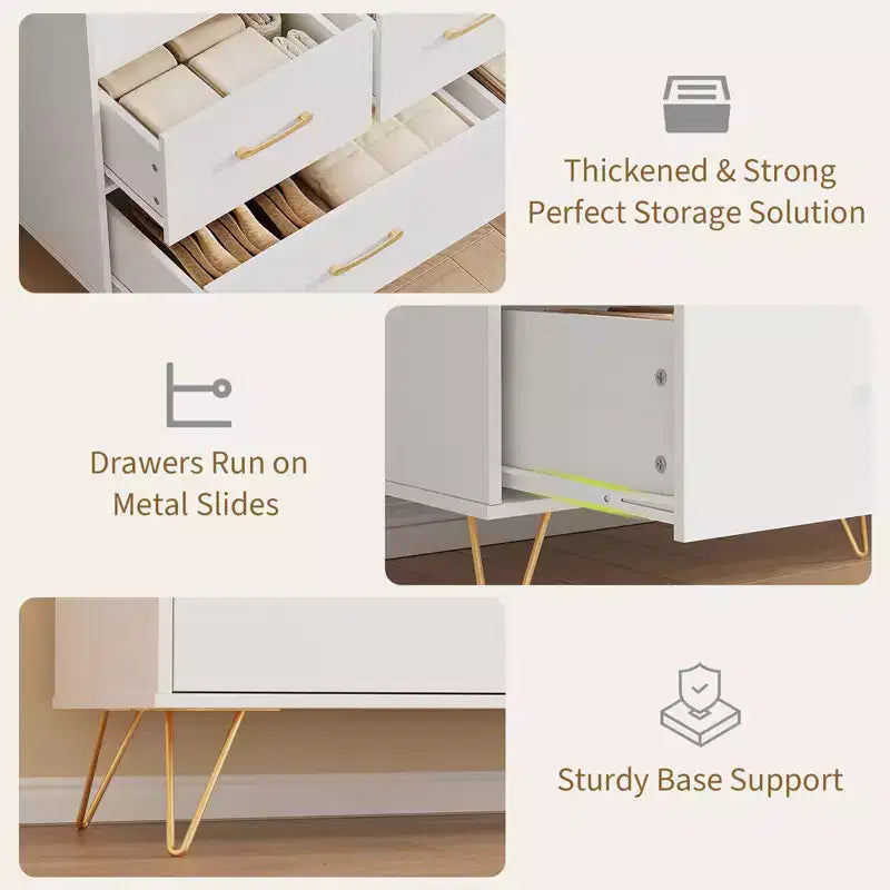 COZONY Cassettiera in legno a 5 cassetti con mensola espositiva, mobile contenitore moderno per camera da letto, soggiorno, ingresso