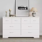 Heynemo Large 8 Drawer Dresser for Bedroom, 55 Wide Modern Chest of Drawers, Dresser TV Stand with Metal Handle, Wood Drawer Organizer, White