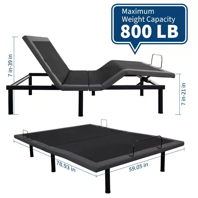 Base letto regolabile con funzione massaggio - Base letto elettrica, luce notturna a LED sotto il letto, preset zero-G/anti-russamento/memoria