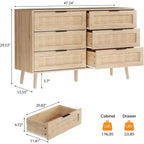 Cassettiera con 6 cassetti in rattan VINGIL, Comò in rattan, Cassettiera moderna in legno