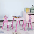 Whisen Set Tavolo e Sedie per Bambini, Scrivania per Bambini con Tavolo in MDF e Legno di Pino, Design Sicuro con Bordi Arrotondati - Rosa
