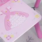 Whisen Set Tavolo e Sedie per Bambini, Scrivania per Bambini con Tavolo in MDF e Legno di Pino, Design Sicuro con Bordi Arrotondati - Rosa