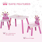 Whisen Set Tavolo e Sedie per Bambini, Scrivania per Bambini con Tavolo in MDF e Legno di Pino, Design Sicuro con Bordi Arrotondati - Rosa