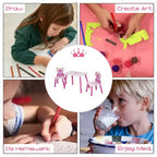 Whisen Set Tavolo e Sedie per Bambini, Scrivania per Bambini con Tavolo in MDF e Legno di Pino, Design Sicuro con Bordi Arrotondati - Rosa
