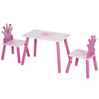Whisen Set Tavolo e Sedie per Bambini, Scrivania per Bambini con Tavolo in MDF e Legno di Pino, Design Sicuro con Bordi Arrotondati - Rosa