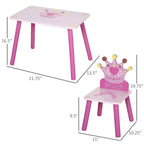 Whisen Set Tavolo e Sedie per Bambini, Scrivania per Bambini con Tavolo in MDF e Legno di Pino, Design Sicuro con Bordi Arrotondati - Rosa