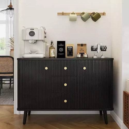 Madia da 47" con cassetti, credenza scanalata con 2 ante e 3 cassetti, per ingresso, cucina, soggiorno