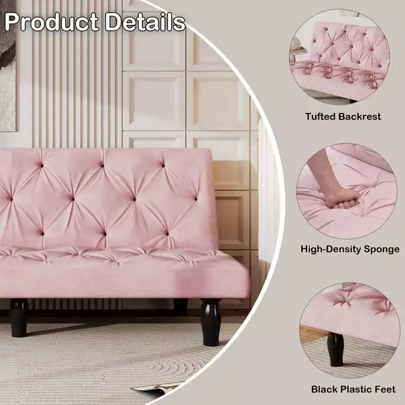 MAYEERTY Divano Letto Trasformabile in Velluto per Soggiorno, Appartamento, Camera da Letto, Rosa