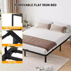 Struttura letto resistente con contenitore, base a piattaforma in metallo con barre di supporto in acciaio, silenziosa, facile da montare, non richiede rete a molle