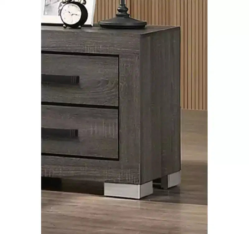 Mobili camera da letto - Comodino tradizionale in legno con cassetti, colore grigio
