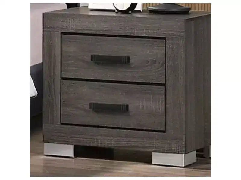 Mobili camera da letto - Comodino tradizionale in legno con cassetti, colore grigio