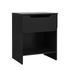 Comodino moderno minimalista nero con 1 cassetto e scomparto