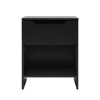 Comodino moderno minimalista nero con 1 cassetto e scomparto