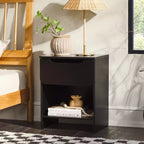 Comodino moderno minimalista nero con 1 cassetto e scomparto