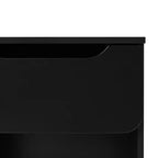 Comodino moderno minimalista nero con 1 cassetto e scomparto