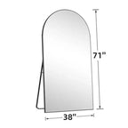 MAYEERTY Specchio a figura intera da 71 pollici, con cornice in lega di alluminio Archede, da pavimento, con staffa, colore nero