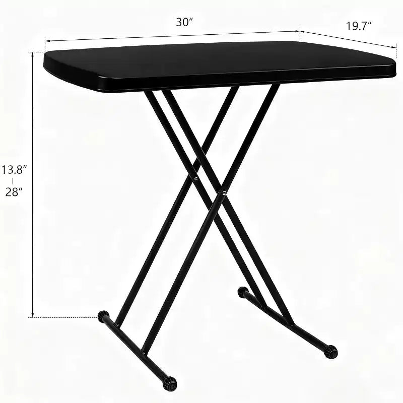 VINGLI Tavolino Pieghevole Portatile, Altezza Regolabile a 30 Posizioni, Tavolino Personale per Laptop TV, Tavolino da Campeggio, Piano in Plastica HDPE con Struttura in Acciaio, Nero