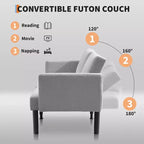 Divano letto futon convertibile 75,5", divano futon di metà secolo, divano reclinabile regolabile a 3 posizioni, reclinabile moderno con gambe, facile da pulire