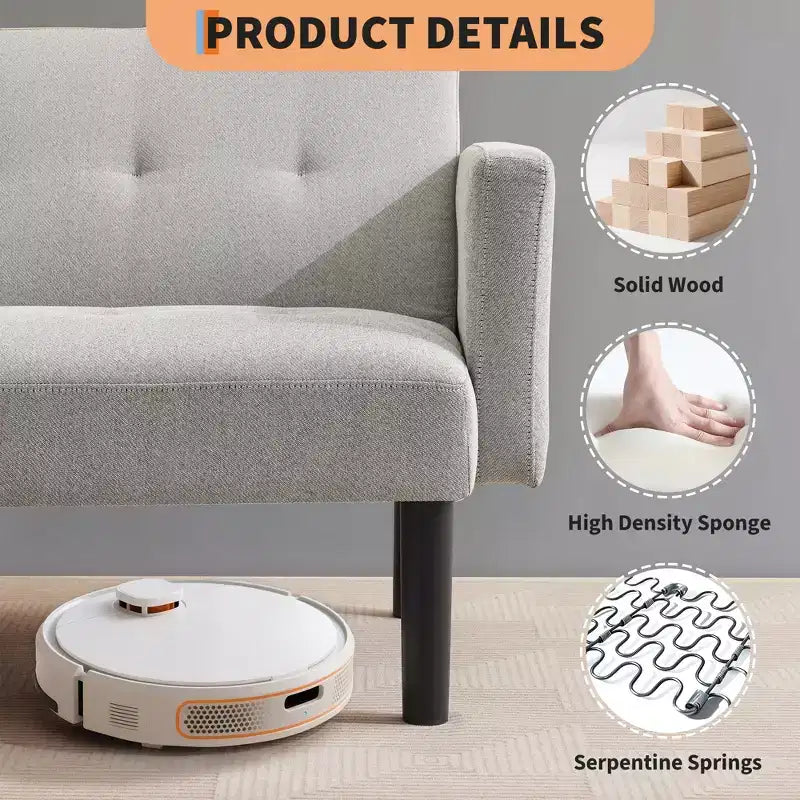 Divano letto futon convertibile 75,5", divano futon di metà secolo, divano reclinabile regolabile a 3 posizioni, reclinabile moderno con gambe, facile da pulire
