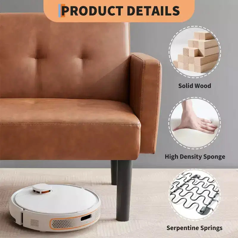 Divano letto futon convertibile 75,5", divano futon di metà secolo, divano reclinabile regolabile a 3 posizioni, reclinabile moderno con gambe, facile da pulire