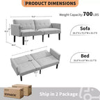 Divano letto futon convertibile 75,5", divano futon di metà secolo, divano reclinabile regolabile a 3 posizioni, reclinabile moderno con gambe, facile da pulire
