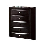 Cassettiera alta Royal Hampton, 5 cassetti, maniglie cromate, legno nero moderno
