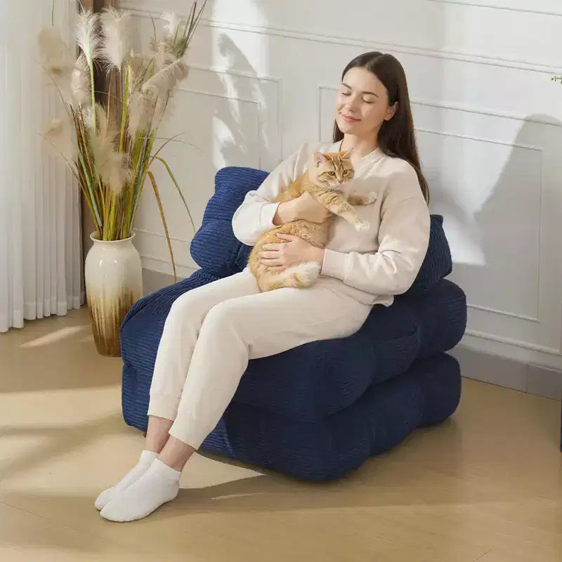 COZONY Divano Letto Pieghevole 3-in-1 con Cuscino, Poltrona Letto Trasformabile 34", Materasso Portatile Senza Struttura con Supporto Lombare, Nessun Montaggio Richiesto