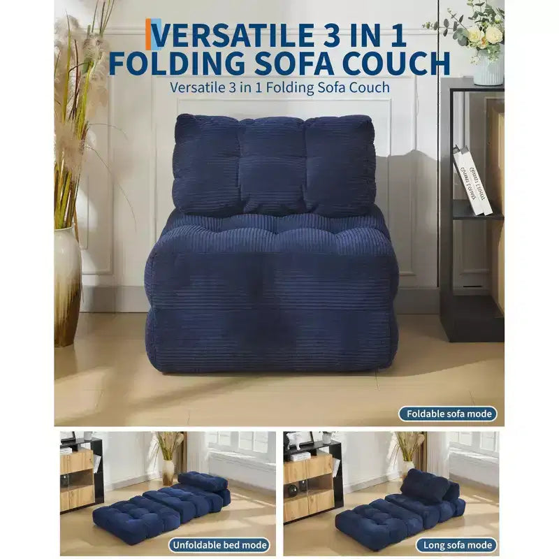 COZONY Divano Letto Pieghevole 3-in-1 con Cuscino, Poltrona Letto Trasformabile 34", Materasso Portatile Senza Struttura con Supporto Lombare, Nessun Montaggio Richiesto