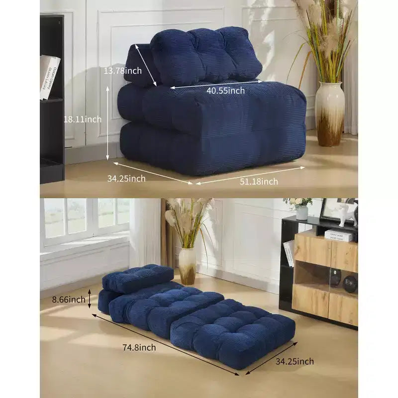 COZONY Divano Letto Pieghevole 3-in-1 con Cuscino, Poltrona Letto Trasformabile 34", Materasso Portatile Senza Struttura con Supporto Lombare, Nessun Montaggio Richiesto