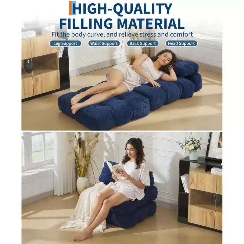 COZONY Divano Letto Pieghevole 3-in-1 con Cuscino, Poltrona Letto Trasformabile 34", Materasso Portatile Senza Struttura con Supporto Lombare, Nessun Montaggio Richiesto