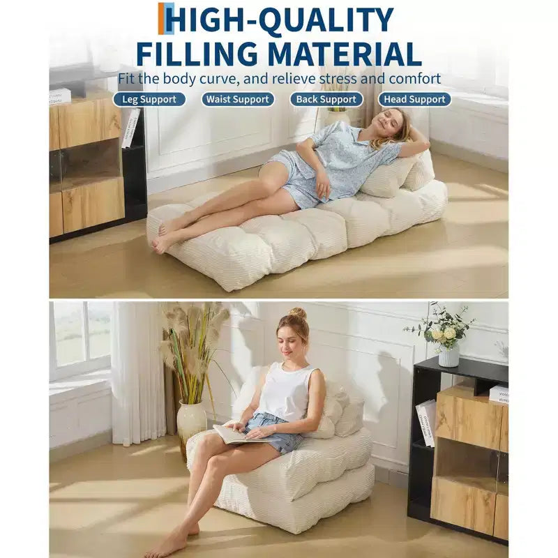 COZONY Divano Letto Pieghevole 3-in-1 con Cuscino, Poltrona Letto Trasformabile 34", Materasso Portatile Senza Struttura con Supporto Lombare, Nessun Montaggio Richiesto