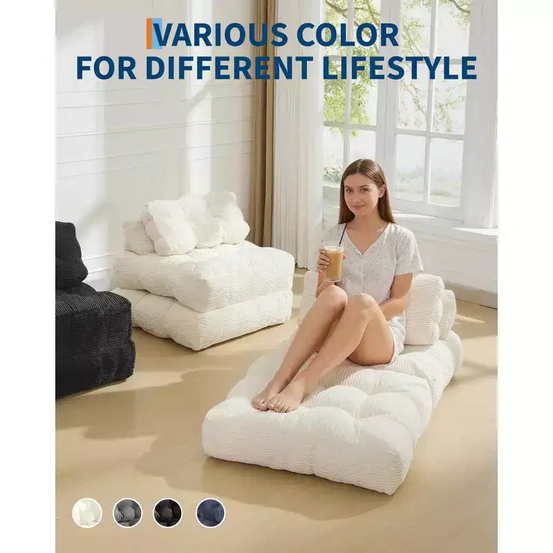 COZONY Divano Letto Pieghevole 3-in-1 con Cuscino, Poltrona Letto Trasformabile 34", Materasso Portatile Senza Struttura con Supporto Lombare, Nessun Montaggio Richiesto