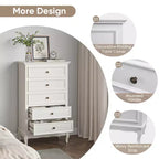 Cassettiera a 5 cassetti per camera da letto, armadio moderno con gambe in legno massello e finitura verniciata - Bianco