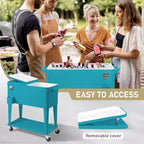 NAYSAYE 80 Quart Refrigeratore con rotelle per bevande portatile con vaschetta di raccolta, Vassoio portaoggetti inferiore per feste in patio, barbecue, spiaggia, Blu, 34.3*15.2*35.8