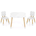 Set Tavolo a Fiori per Bambini Costway con 2 Sedie a Misura di Bambino, Gambe in Legno Massello di Pino Rosa/Bianco