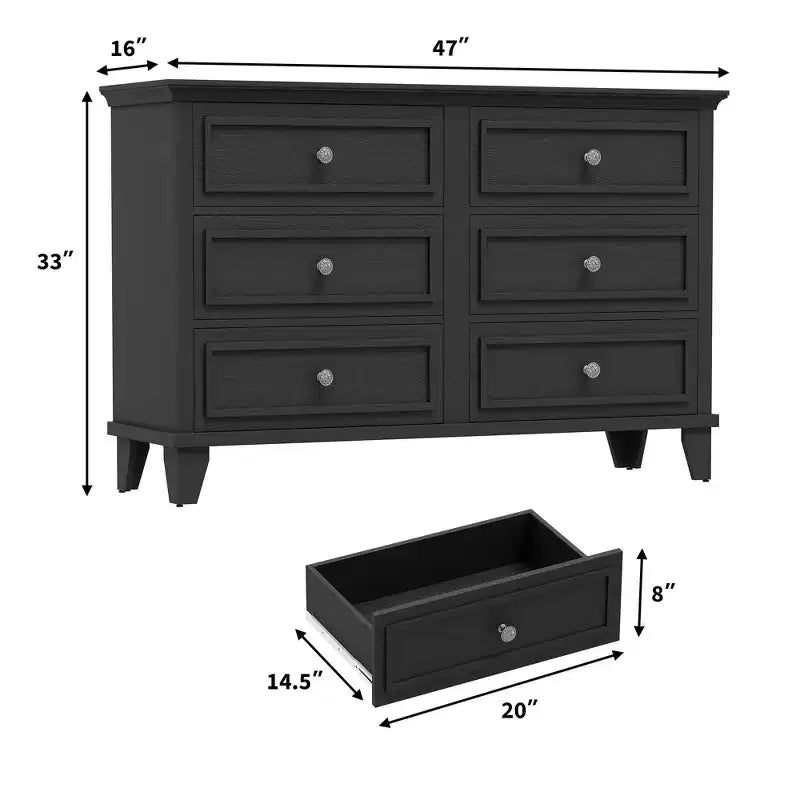 GustoWave Comò a 3/6/7 Cassetti, Mobile Contenitore in Legno con Raffinate Maniglie in Metallo, Comò dal Design Moderno per Camera da Letto, Soggiorno, Ingresso